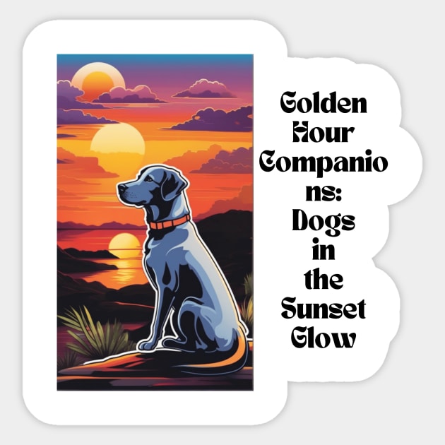 "Golden Hour Companions: Dogs in the Sunset Glow" Sticker by abdellahyousra